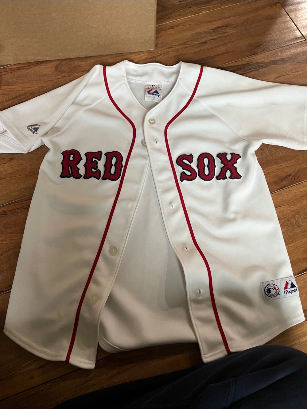 Majestic Kids White and Red Baseball Jersey - Team Lettering